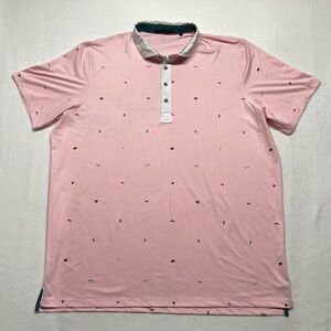 Greyson‎ Golf Polo Mens Sz XXL Spirit Of Louisiana Print Pink White EUC